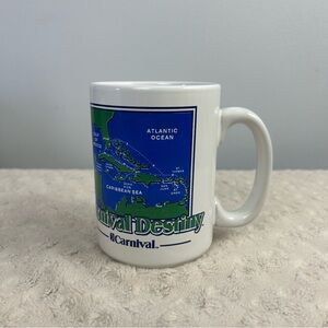 Carnival Destiny Cruise Coffee Mug Cup The Fun Ship Blue Green White Map